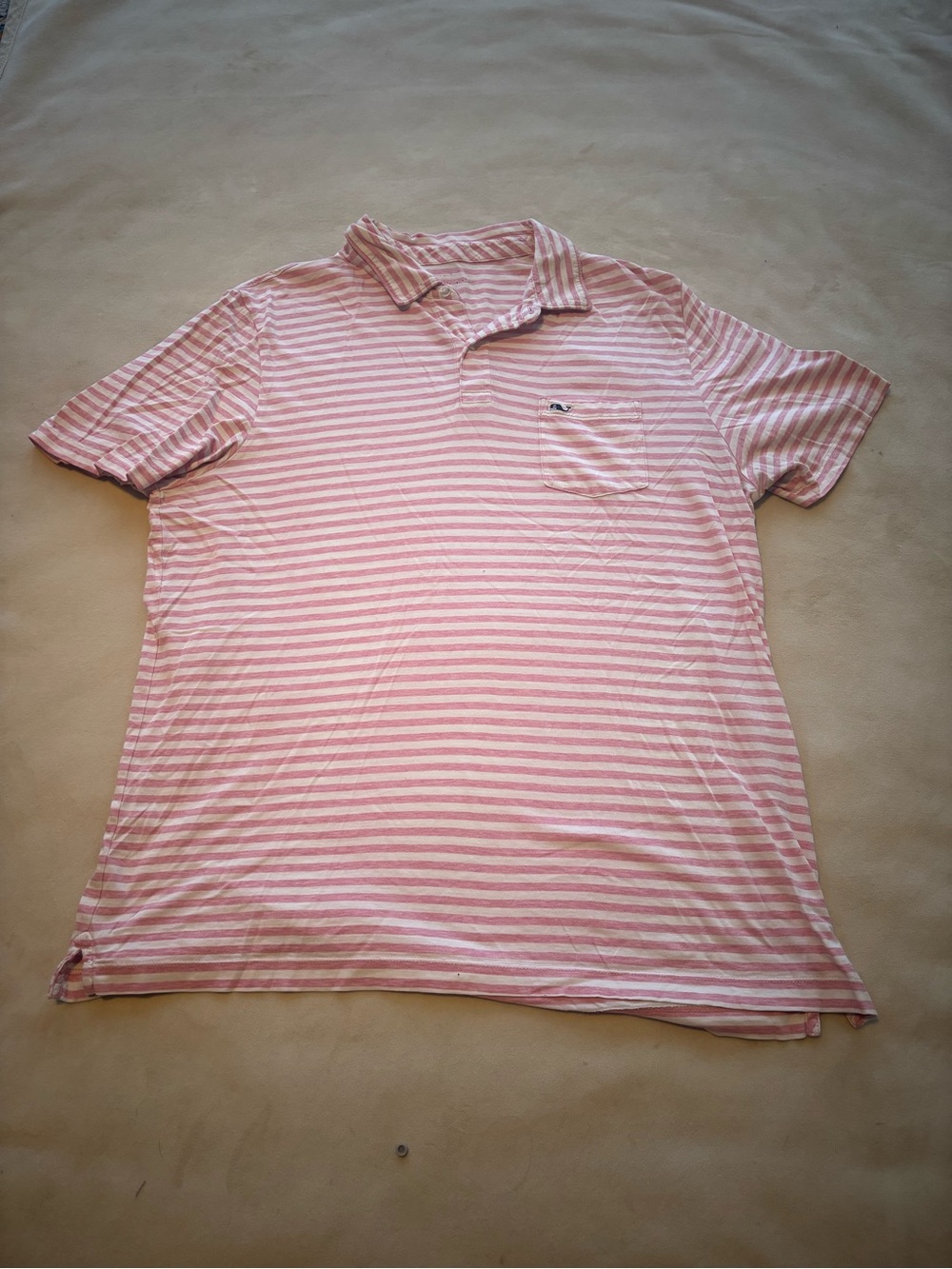 Vineyard Vines Pink & White Striped Polo